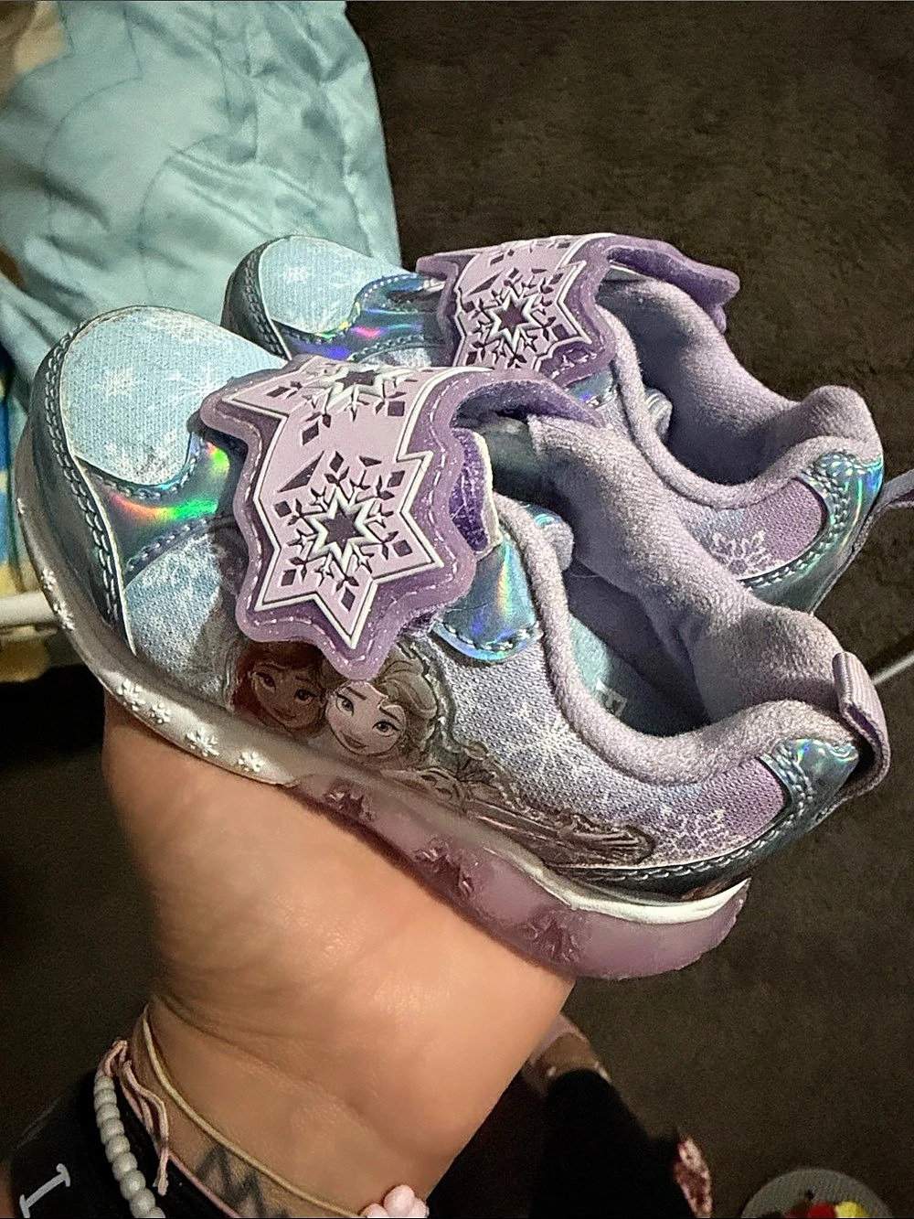Disney Frozen Light-Up Sneakers Floral Purple & Blue